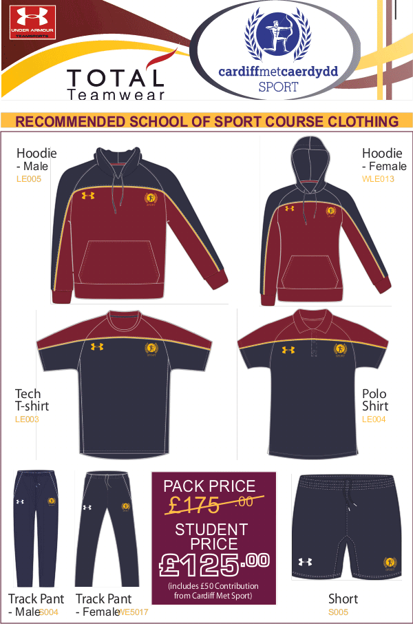 CARDIFF MET SPORT COURSE CLOTHING PACK